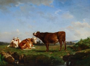 Trois vaches au paturage by Rosa Bonheur Oil Painting