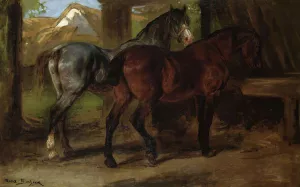Two Horses In A Stable by Rosa Bonheur Oil Painting