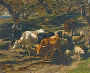 Un Berger Avec Son Troupeau by Rosa Bonheur Oil Painting