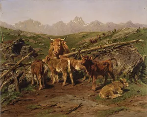 Weaning the Calves by Rosa Bonheur - Oil Painting Reproduction