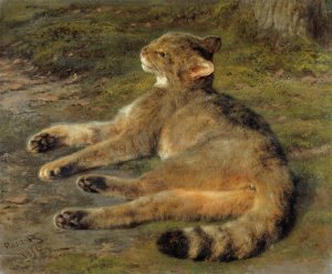 Wild Cat by Rosa Bonheur Oil Painting