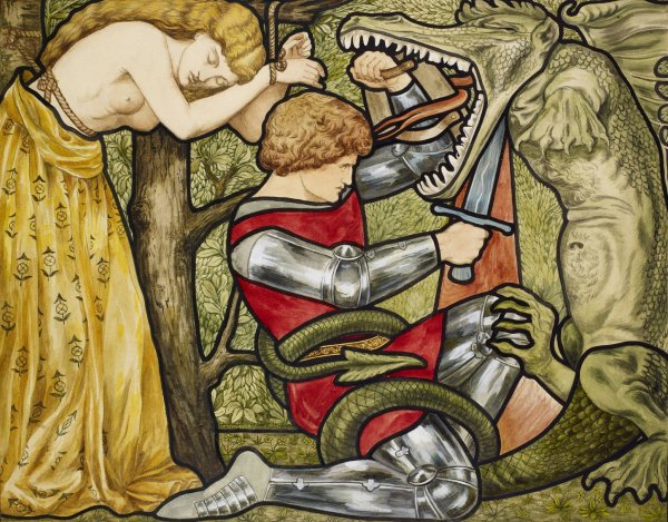 The Story of St George - St George Slaying the Dragon  by Rosa Corder - Hand-Painted Oil Painting Reproduction