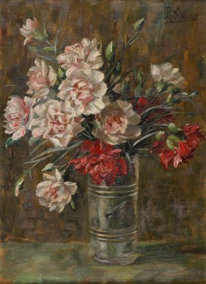 Nelken in einer Vase by Rosa Scherer Oil Painting