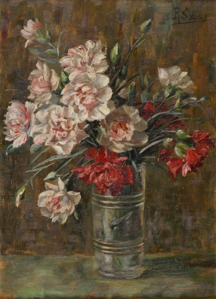 Nelken in einer Vase by Rosa Scherer - Hand-Painted Oil Painting Reproduction