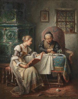 In der Stube by Rosa Schweninger Oil Painting