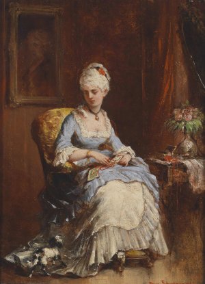 Junge Dame mit Hundchen by Rosa Schweninger Oil Painting