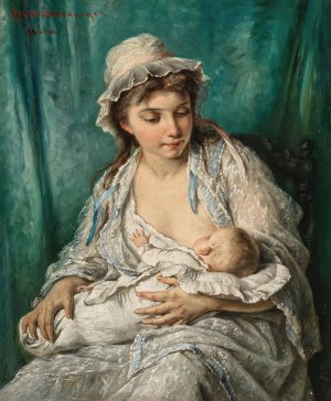Junge Mutter by Rosa Schweninger Oil Painting