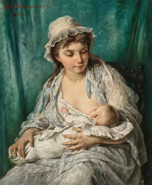 Junge Mutter by Rosa Schweninger Oil Painting