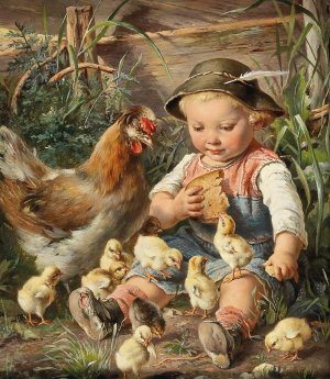 Zudringliche Gaste by Rosa Schweninger Oil Painting