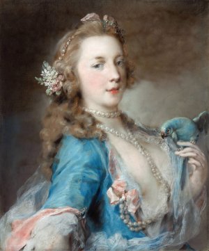 A Young Lady with a Parrot by Rosalba Carriera Oil Painting