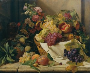 Stillleben mit Fruchten und Blumen by Rosalia Amon Oil Painting