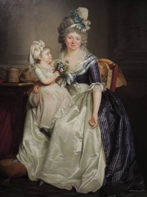 Portrait d'une femme tenant sa fille sur les genoux, huile sur toile by Rose-Adelaide Ducreux Oil Painting