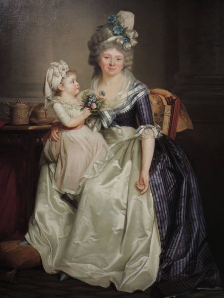 Portrait d'une femme tenant sa fille sur les genoux, huile sur toile by Rose-Adelaide Ducreux - Hand-Painted Oil Painting Reproduction