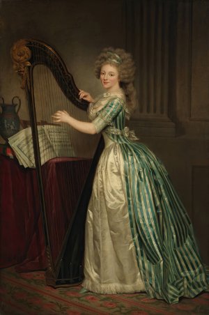 Self-Portrait with a Harp by Rose-Adelaide Ducreux Oil Painting