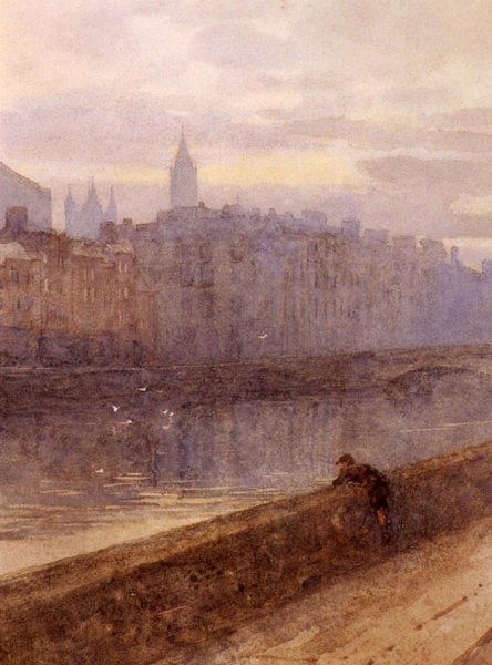 Evening On The River Liffey With St. John's Church In Distance by Rose Barton - Hand-Painted Oil Painting Reproduction