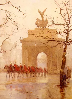 Hyde Park Corner, With Household Cavalry by Rose Barton Oil Painting