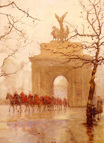 Main Product Photo of Hyde Park Corner, With Household Cavalry Painting by Rose Barton