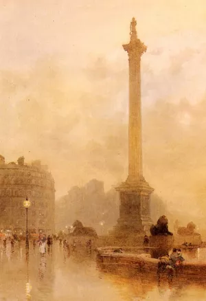 Nelson's Column In A Fog by Rose Barton Oil Painting