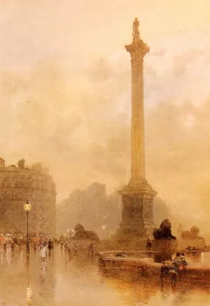 Nelson's Column In A Fog Oil painting by Rose Barton