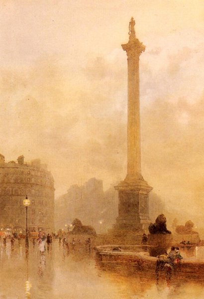Nelson's Column In A Fog by Rose Barton - Hand-Painted Oil Painting Reproduction