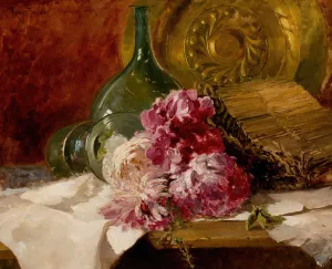 Still Life with Flowers and Glass by Ross Sterling Turner Oil Painting