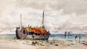 The Mussel Gatherers by Ross Sterling Turner Oil Painting