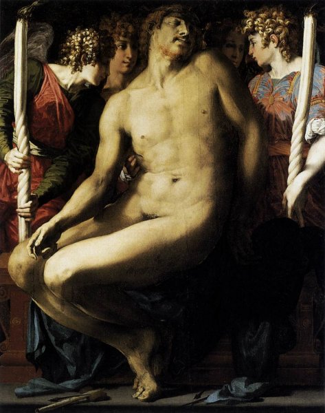 Main Product Photo of Dead Christ with Angels Painting by Rosso Fiorentino