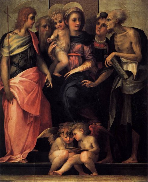 Main Product Photo of Madonna Enthroned with Four Saints Painting by Rosso Fiorentino