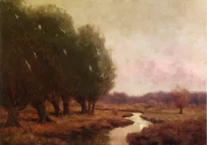 Landscape with Stream also known as Evening Landscape by Royal Hill Milleson Oil Painting