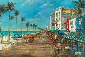 A Day On The Boardwalk by Ruane Manning Oil Painting
