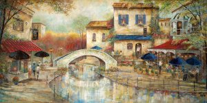 Arthur's By The Canal by Ruane Manning Oil Painting