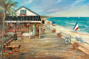 Boardwalk Café by Ruane Manning Oil Painting
