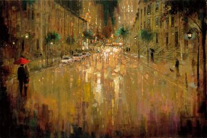 Brownstone Romance by Ruane Manning Oil Painting