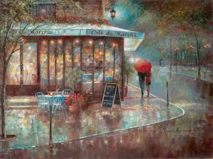Café Du Marche by Ruane Manning Oil Painting