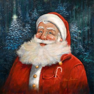 Candy Cane Santa by Ruane Manning Oil Painting