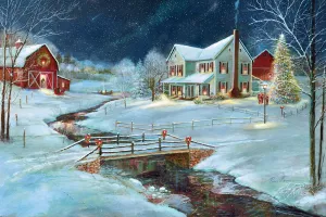 Christmas on the Farm by Ruane Manning Oil Painting