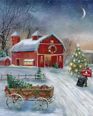 Christmas Tree Barn by Ruane Manning Oil Painting