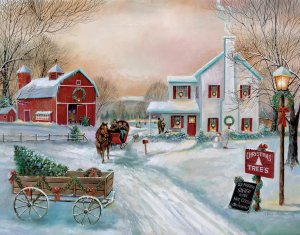 Christmas Tree Farm by Ruane Manning Oil Painting