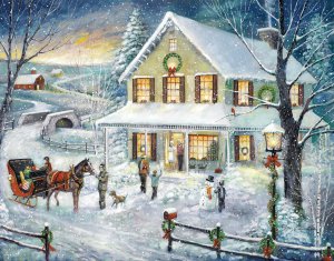Christmas Visit by Ruane Manning Oil Painting