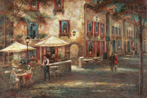 Courtyard Café by Ruane Manning Oil Painting