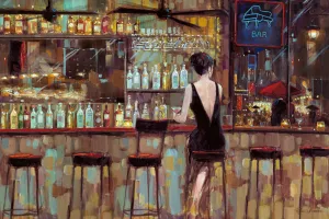 Elegant in Black by Ruane Manning Oil Painting