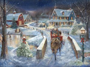 Evening Sleigh Bells by Ruane Manning Oil Painting