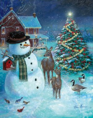 Frosty and Friends by Ruane Manning Oil Painting