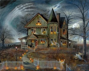 Haunted House by Ruane Manning Oil Painting