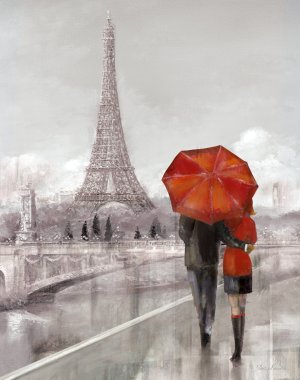 Modern Couple In Paris by Ruane Manning Oil Painting