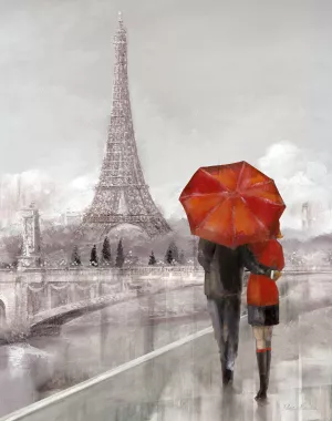 Modern Couple In Paris by Ruane Manning Oil Painting