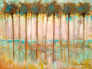 Palms at Dusk by Ruane Manning Oil Painting