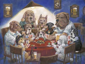 Poker Dogs by Ruane Manning Oil Painting