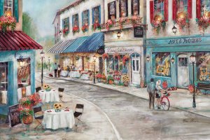 Quaint Café by Ruane Manning Oil Painting