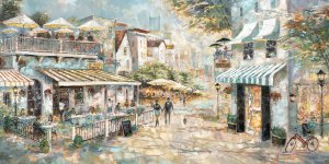 Rooftop Café by Ruane Manning Oil Painting